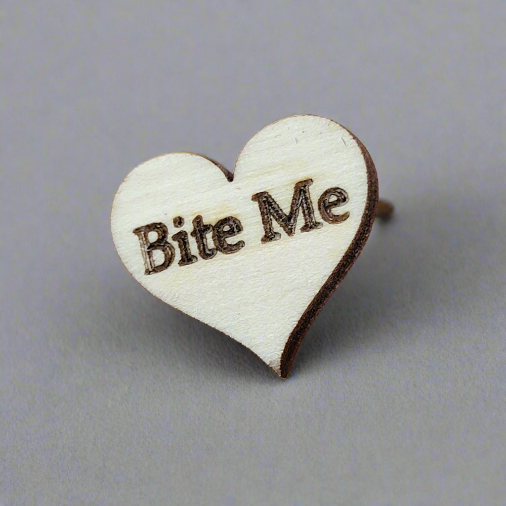 Bite Me Message Heart Studs