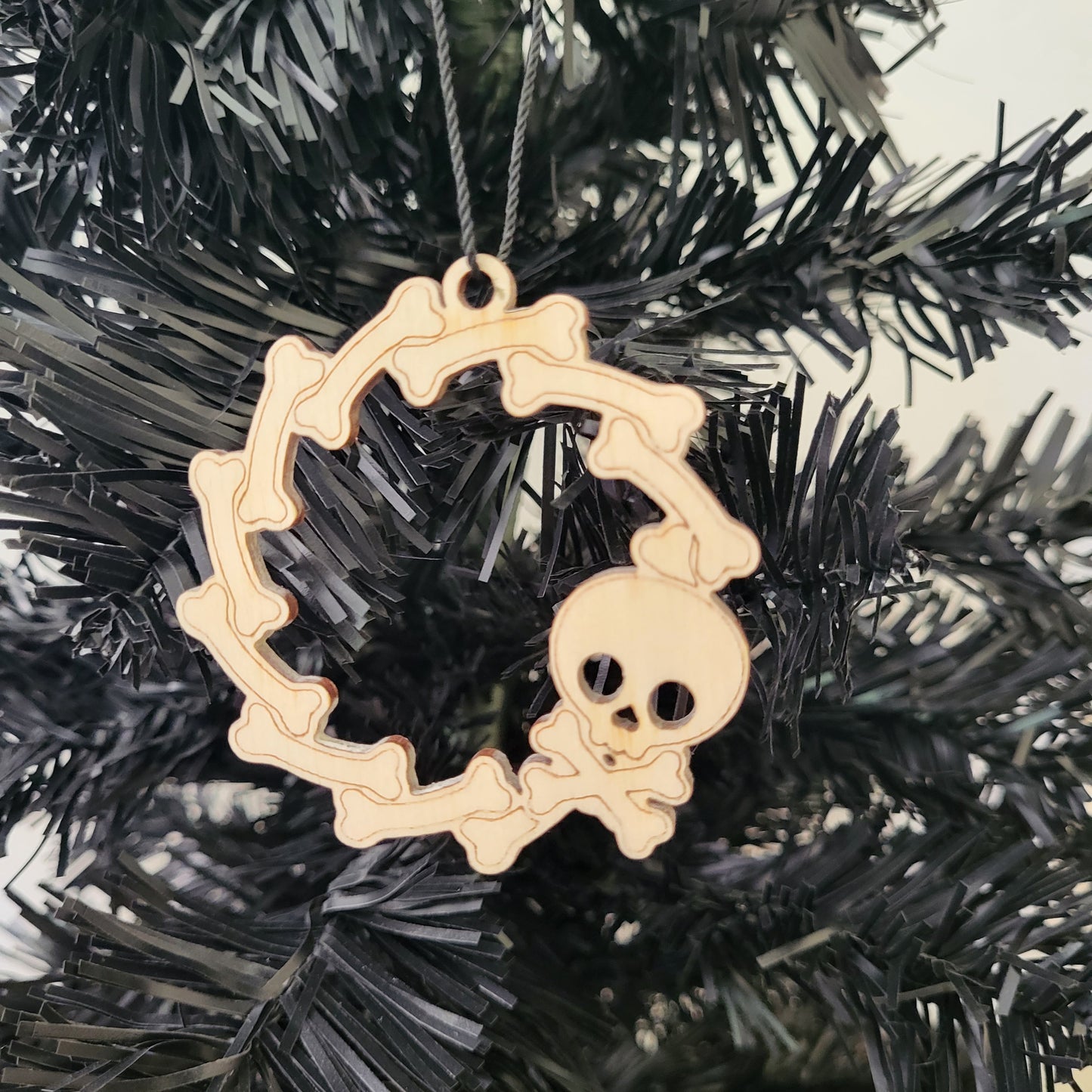 Skull & Bones Wooden Wreath Ornament