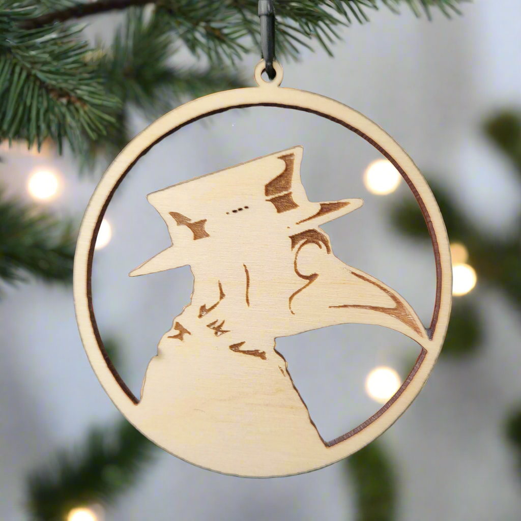 Plague Doctor Wooden Ornament